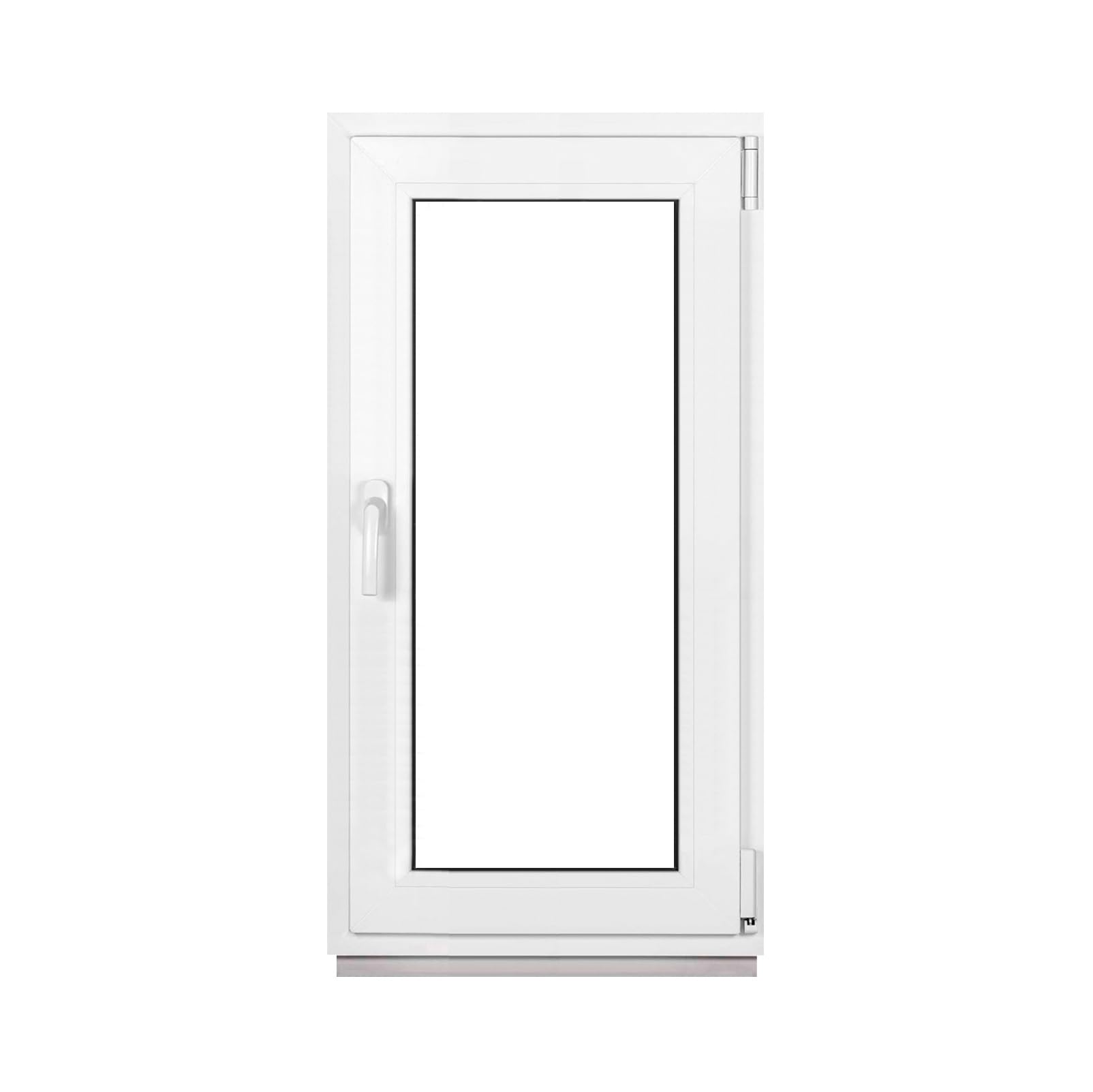Finestra in Plastica Bianca Larghezza x Altezza 50 x 100 cm (500 x 1000 mm) Triplo Vetri (32 mm), Anta-Ribalta, Girevole DIN Destra – Premium