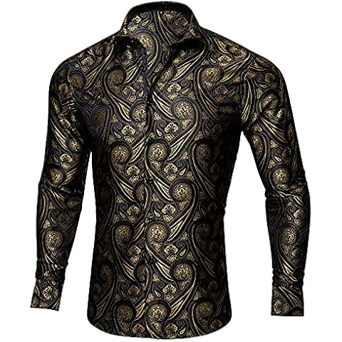 Barry.Wang Camisa de seda con cachemira para hombre sin arrugas Cover