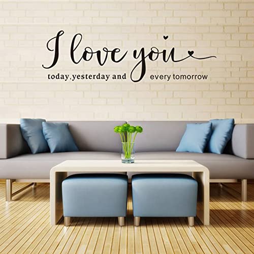 I Love You Wall Decals Peel And Stick, I Love You Today Yesterday And Every Tomorrow Wall Sticker, Removable Vinyl Wall Decals Quotes, Romantic Love Quote Wall Decor Art Saying Words #TOP4
