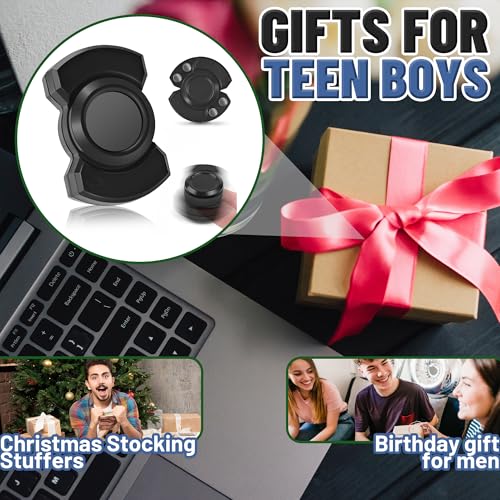Image of 3-in-1 Fidget Spinner Toy for Adult Metal Slider Clicker Spinner Magnetic for Adult Men Office Desk Toy Stress Anxiety Relief ADHD Magnet EDC Cool Gadget Gifts Easter Basket Stuffer - Blue+Silver