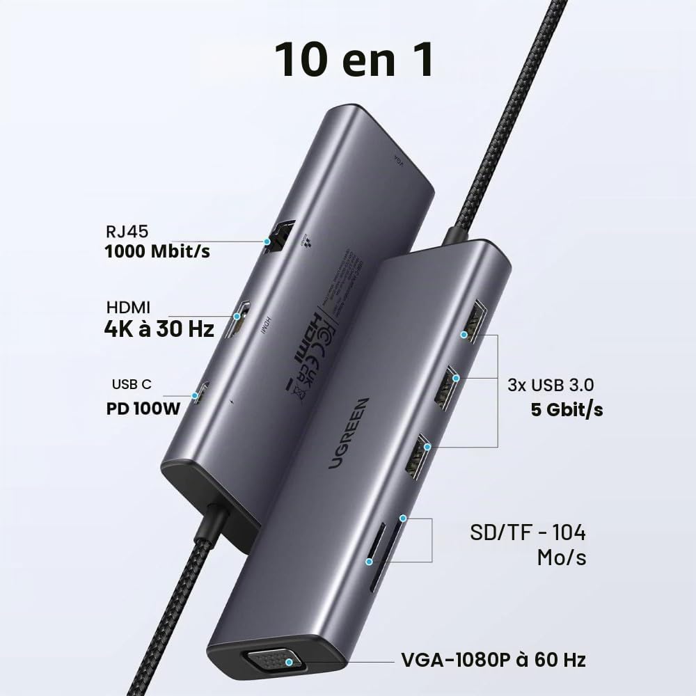 UGREEN Revodok USB-C 6-in-1 Hub met 4K HDMI USB Type-C 10000 Mbit/s