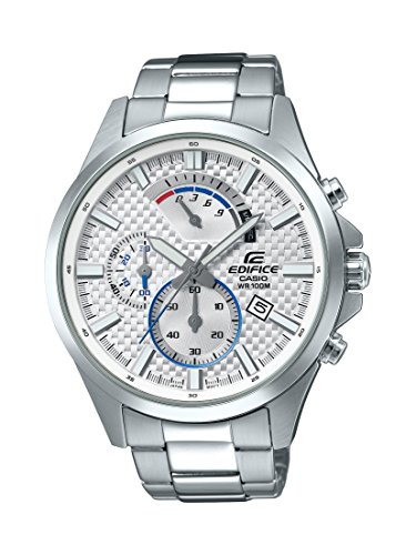 Casio Men's Edifice Quartz Watch with Stainless-Steel Strap, Silver, 22 (Model: EFV-530D-7AVCF)