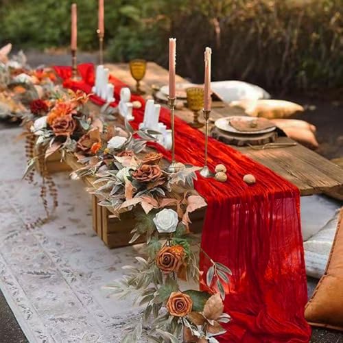 6Pack Red Cheesecloth Table Runner 10Ft Gauze Table Runner Red Cheese Cloth Table Runners Long Sheer Fabric Tablerunners for Wedding Party Bridal Shower Thanksgiving Christmas by Seveups - Image 7