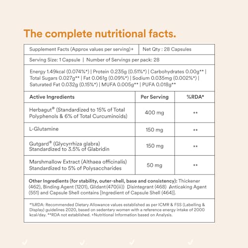 Image of Origins Nutra Gut Restore | Supports Gut Lining & Digestive Health | Eases Bloating, Constipation & IBS | Made with L-Glutamine, Marshmallow, Herbagut & GutGard | 28 Veg Capsules (Pack of 2)