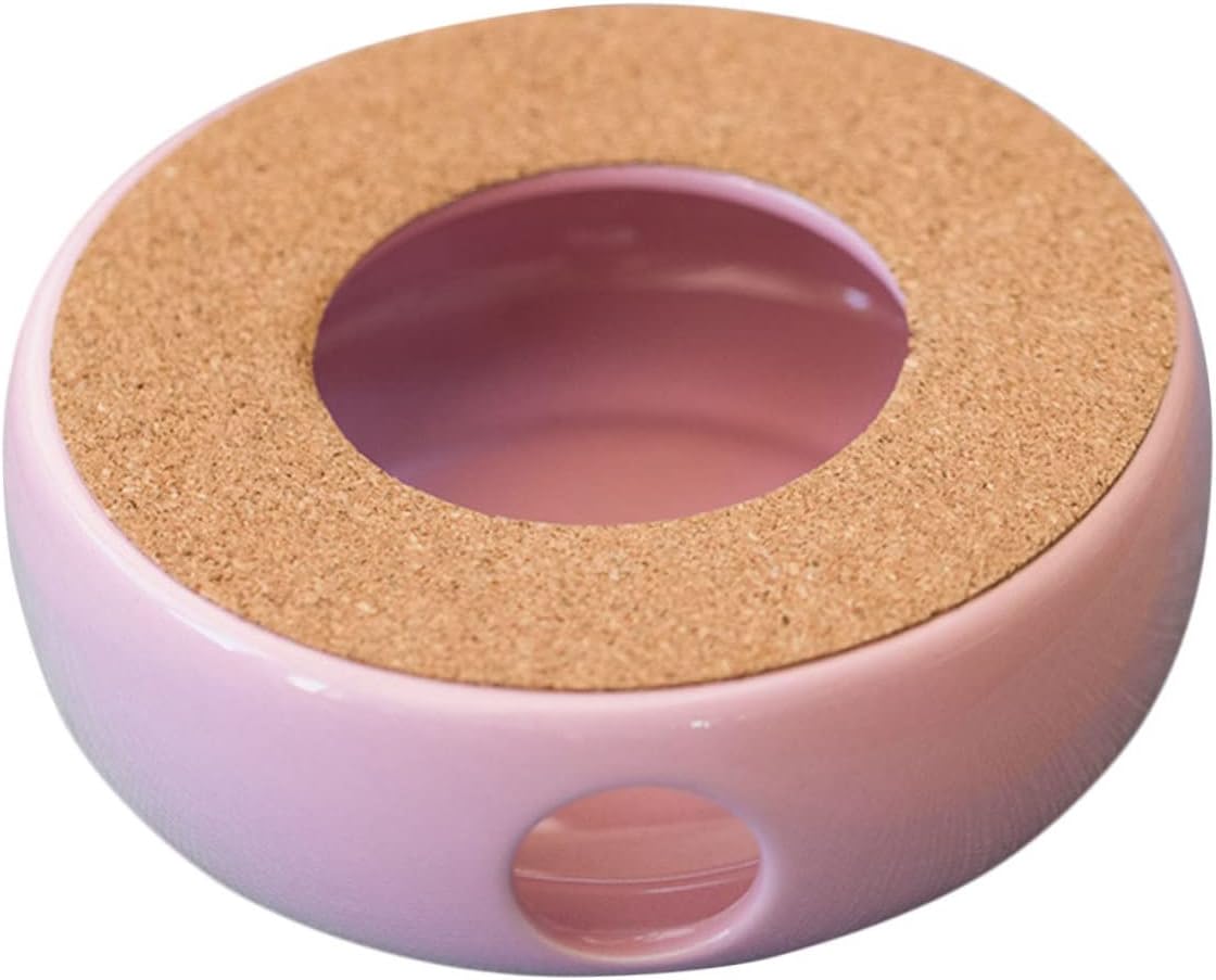 Alipis Ceramic Teapot Warmer with Candle Holder Portable Tea Stove Warmer Base for Home Office Tea House Ventilated Heat Dissipation Design Lightweight Kitchen Gadget in Pink Purple