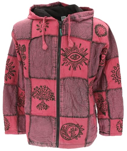GURU SHOP Goa Veste patchwork en coton pour homme, rouge, S