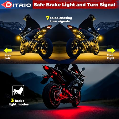 Image of 8PCS 5 Sides Full Angle RGB Motorcycle LED Underglow Kit with APP and 2 Remote Control,Brake Light Bright Waterproof Music Mode Easy Install Underglow Lights, Fit for Most Motorcycles Scooter
