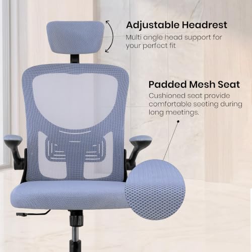 Image of Grey Black| High Back Imported Mesh Fabric Boss Office Chair | Y Design Ergonomic Back Support | 2D Aero Design Adjustable Armrests | Synchro Tilt Lock Mechanism Support