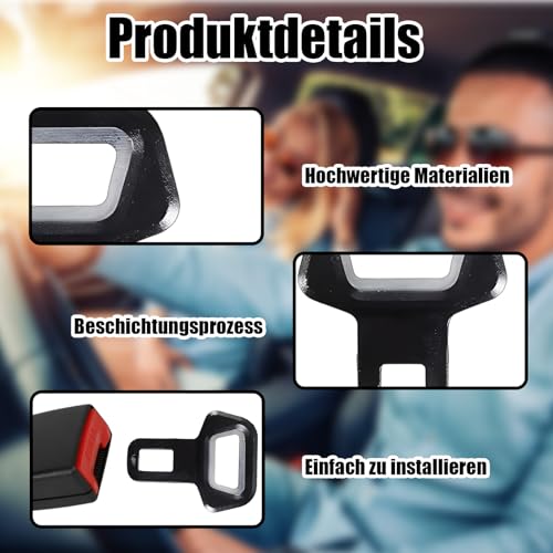 4 Stück Anschnaller Adapter, Sicherheitsgurt Clip für Auto, Metall Gurtadapter, Universelle Lösung für Tägliches Fahren und Lange Reisen, 50 x 64mm