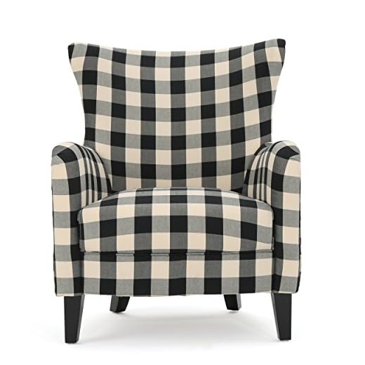Christopher Knight Home Arador Fabric Club Chair, Black / White Plaid 30D x 30.25W x 36.25H in