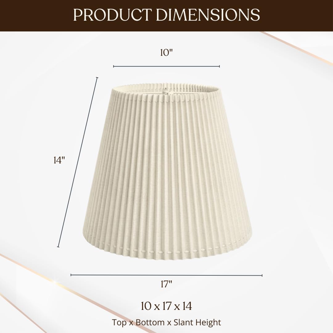 Royal Designs, Inc. HB-684-17LNEG Do-It-Yourself Easy Assembly Uniform Knife Pleat Empire Lamp Shade, 10 x 17 x 14, Linen Eggshell, Stiffel Lamp Shade Replacement