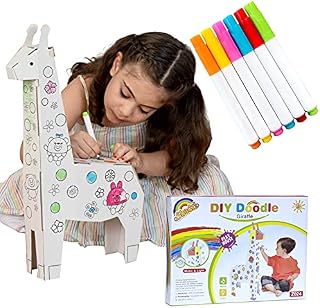 Painting 3D Puzzle Giraffe, 3D Cardboard Animal Playhouse, Coloring DIY Paper, Drawing Paper House, Art & Craft Painting Canvas Doodle Cardboard for Kids Boys Girls 3 and up