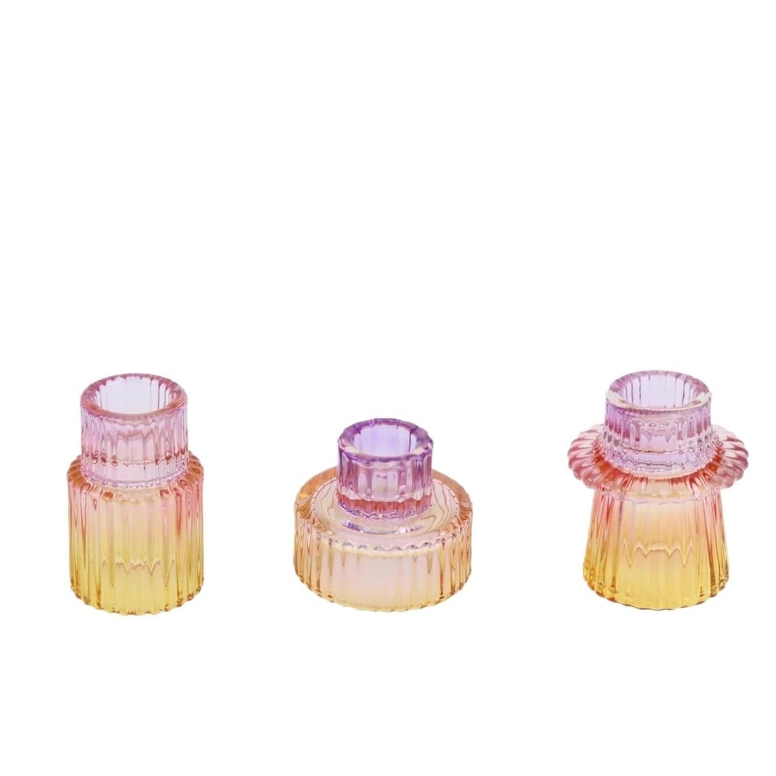 Candle Holders Glass Taper Short Small Candlestick For Table Centerpiece Wedding Decor And Dinner Party(3pcs Color02)