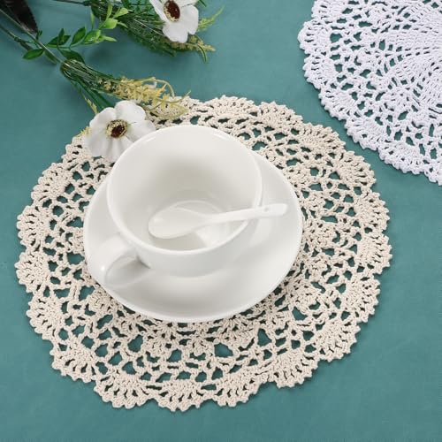Napperons ronds en dentelle faite main 25 cm de table chic
