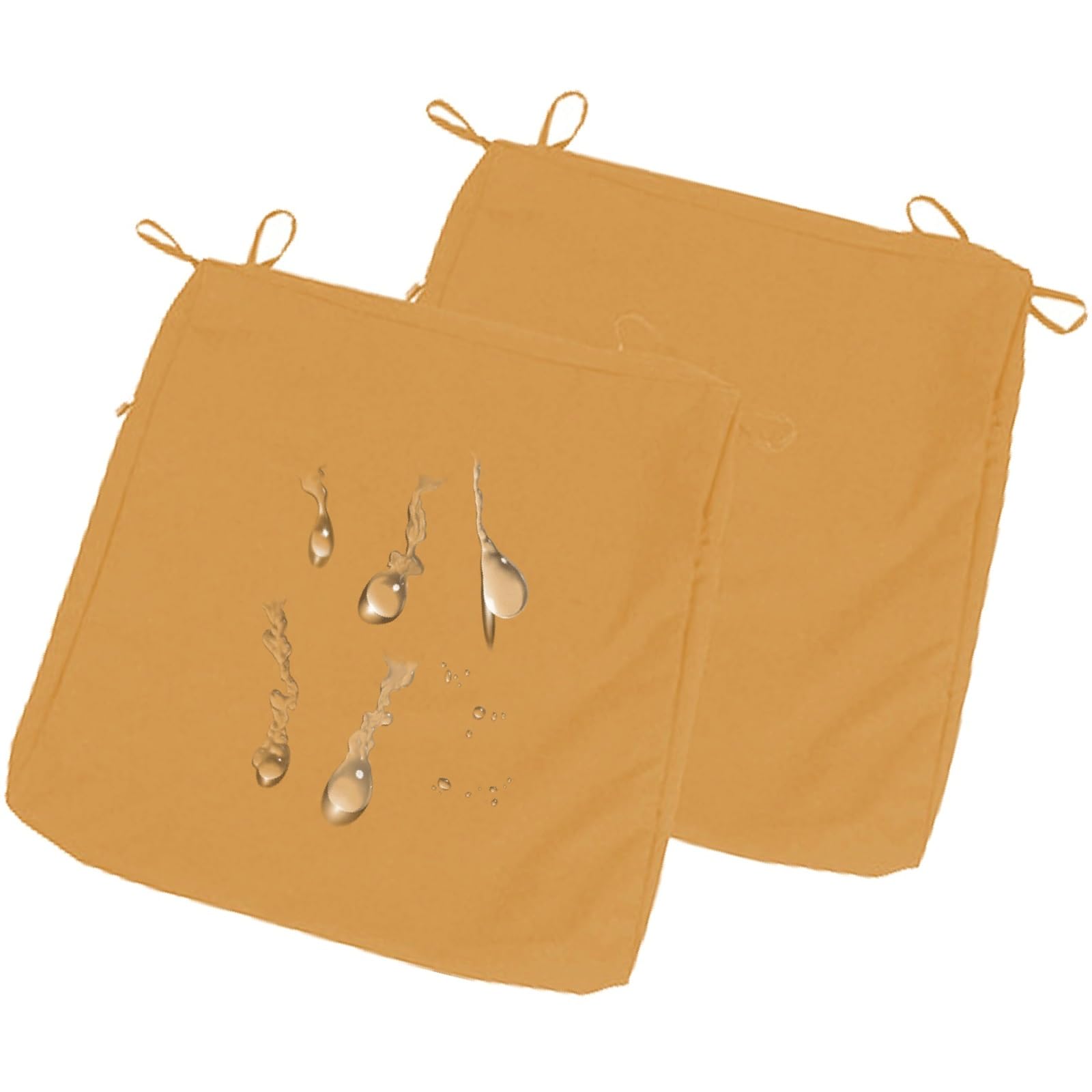 uyeoco 2-Pack Waterproof Sofa Seat Cushion Covers with Zipper, 60x60cm & 55x55cm, Chair Seat Pads Cover for Indoor & Outdoor Patio Rattan Furniture(Yellow,60x60x12cm)