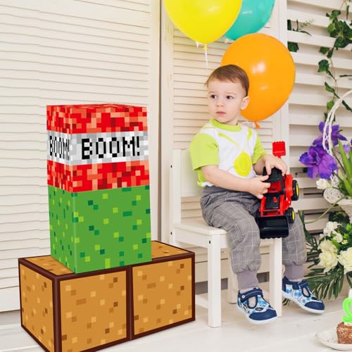 Image of 12Pieces Large Pixel Mining Party Boxes Video Game Party Decorations Pixel Mining Theme Birthday Parties Supplies Pixelated Video Gaming Centerpieces Boxes for Kid Teen Gift Birthday Parties Favor