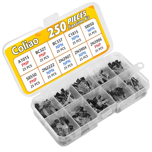 Coliao COLIAO-TRANSISTORS ASSORTMENT KIT 10 Values 250Pcs Bjt Transistor Kit A1015 Bc327 Bc337 C1815 S8050 S8550 2N2222 2N2907 2N3904 2N3906 Pnp Npn Power General Purpose Transistors Assortment Kit thumb #1