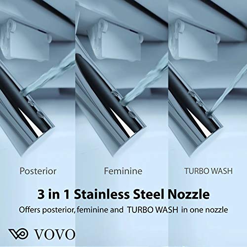 VOVO VB3100SR WATERJET,Bidet Toilet Seat,Round, White,LED Nightlight, Power Save, Heated Seat&Dryer,Warm Water, Full Stainless Nozzle,Soft Close, Made in Korea - Thumbnail 7