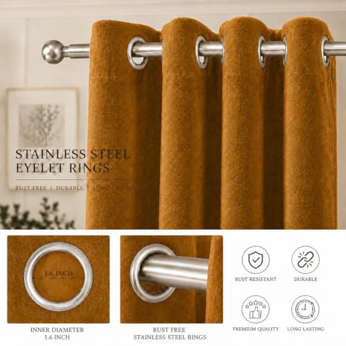 Image of Velvet Curtains | Heavy Soft Premium Velvet Drapes for Bedroom and Living Room | Semi Light Blocking, Thermal Insulated and Noise Reducing Window Panels | 5 Feet, Set of 2 (Brown)