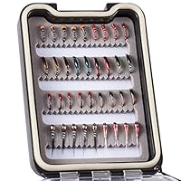 Bassdash Fliegenfischen Fliegen Set Forellenbarschangeln mit Fliegenbox, 36/64/72/76/80 / 96Stk. Mit Trockenfliegen/Nassfliegen, Nymphen, Streamers, Popper