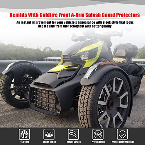 Image of Goldfire Front Splash Guard Front A-Arm Splash Guards for Can-Am Ryker 900 Accessories, Black Aluminum A-Arm Protectors for Can-AM Ryker All Models (2PCS, Part #219400863)