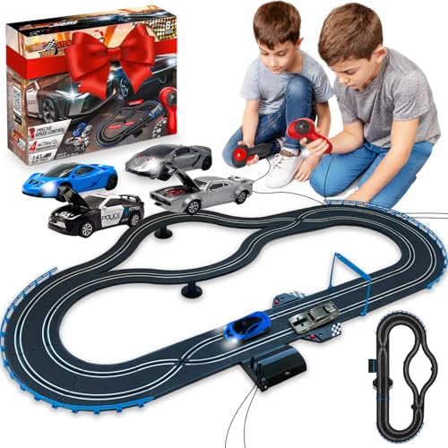 Atlasonix Slot Car Race Tracks Sets - Slot Cars with Loop Race Tracks & Accessories Dual Electric Race Track Electric Race Car Track Set for Girls & Boys Age 5 Years+