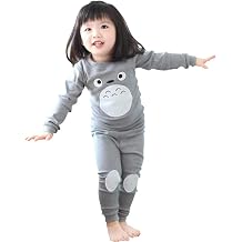 Kids Totoro Pajamas Unisex Long Sleeve T-Shirt and Pants Cotton Pajama Set Push Costume US Size 4T Color Grey