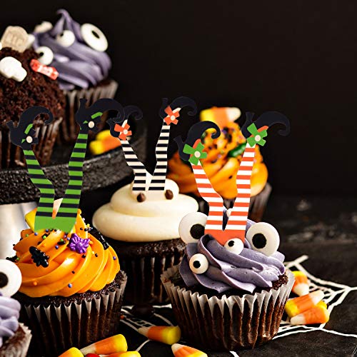 Whaline Halloween Cupcake Toppers Witch Boot Paper Cupcake Decorations For Cupcake Dish Decoration Party Supplies, 30 Pack #TOP6