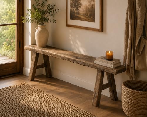 Image of Artissance 20 inch H Vintage Noodle Bench 5-5.5ft Long Weathered Natural (Size and Finish Vary)
