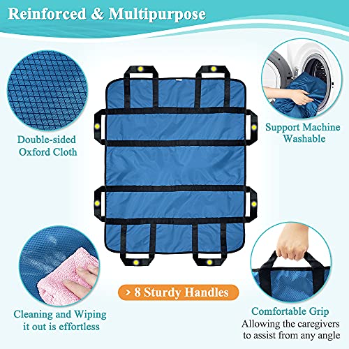 Positioning Bed Pad With Handles Hospital Sheets Transfer Board Belts Patient Lift Elderly Assistance Incontinence Mattress Sheets For Turning, Lifting, Repositioning Washable Underpads (48" X 40") #TOP4