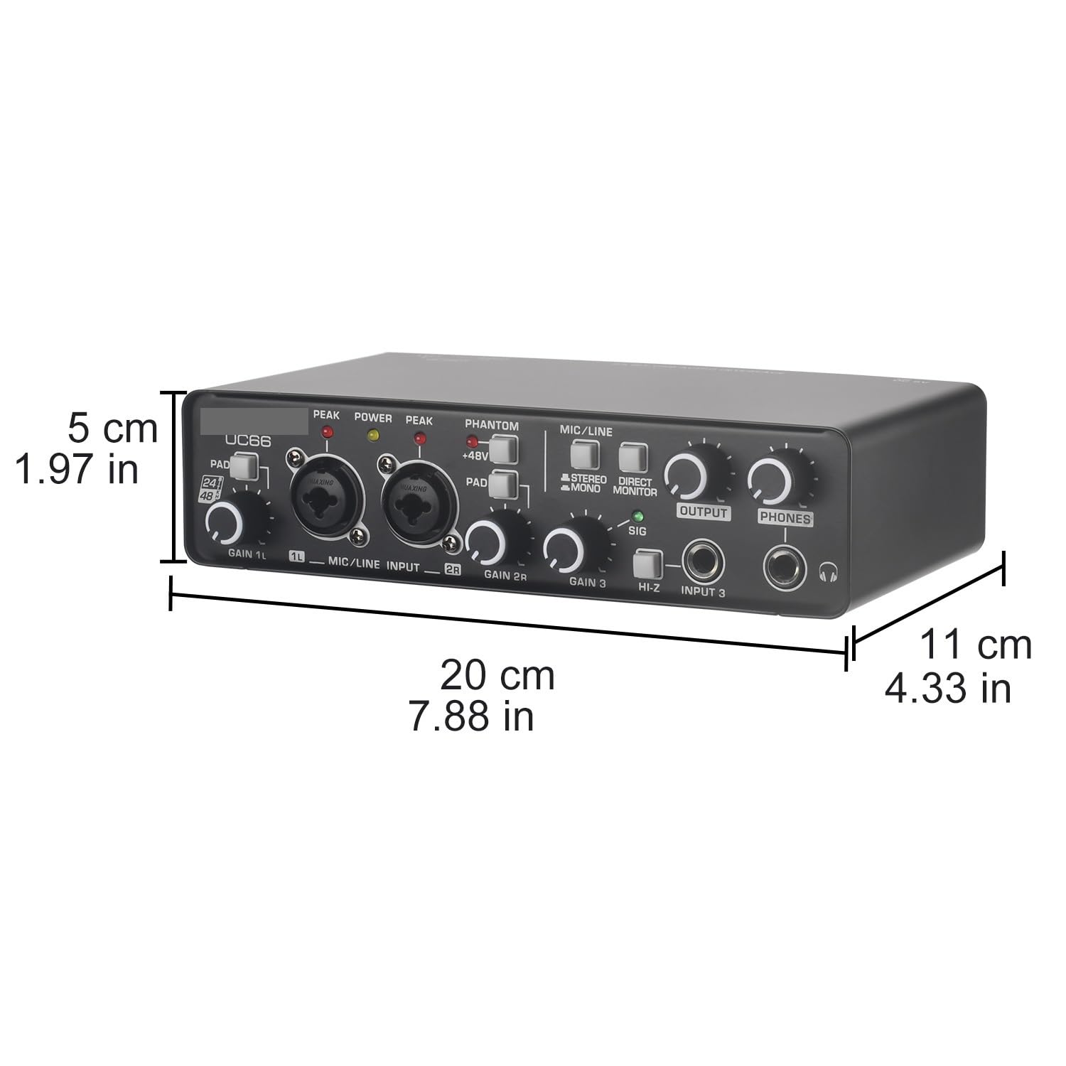Interfaccia Audio a 3 canali Scheda Audio Esterna for Chitarra 24 Bit 48 KHz,Compatibilità Universale