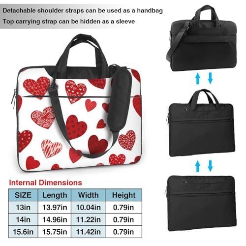 Maletín para portátil rojo con corazones 15.6 pulgadas impermeable miniatura 3