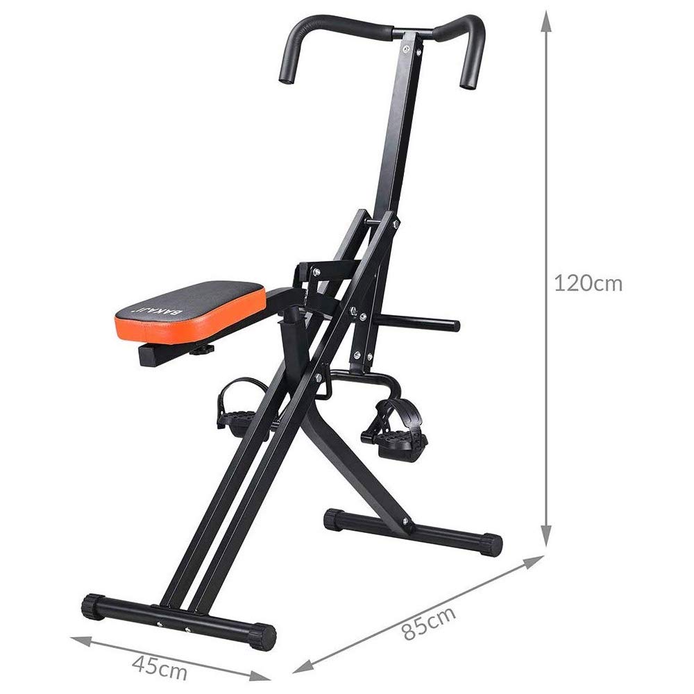 BAKAJI Attrezzo Total Body Allenamento Fitness Cardio Palestra Addominali Petto Spalle Gambe con Seduta Imbottita Regolabile e Display LCD Struttura in Acciaio Inox Pieghevole