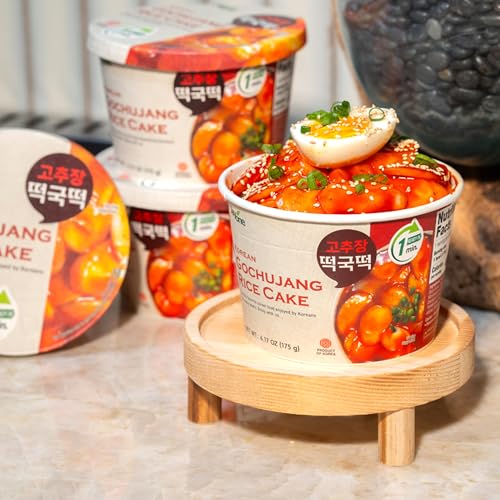 Jayone Cup Tteokbokki, Korean Rice Cake Street Food Snack, Quick & Easy to Cook, Microwavable, Original Spicy Flavor (6 Cups)