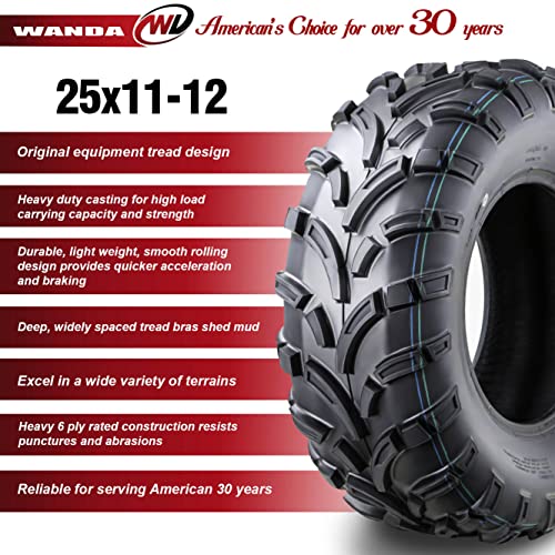 Image of WANDA High Load ATV /UTV Tires 25x11-12 6PR Lit Mud, Set 4