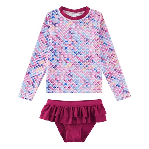 upandfast Mädchen Langärmliger Badeanzug mit Rüschen Bikini 2-teiliges...