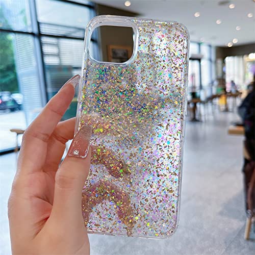Coque iPhone 12 Pro Max paillettes jaune antichoc transparente