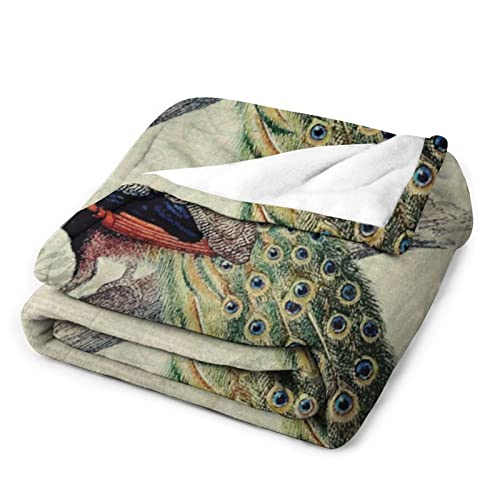 Couverture de ferme paon plaid doux anti-électricité statique lit canapé - 6