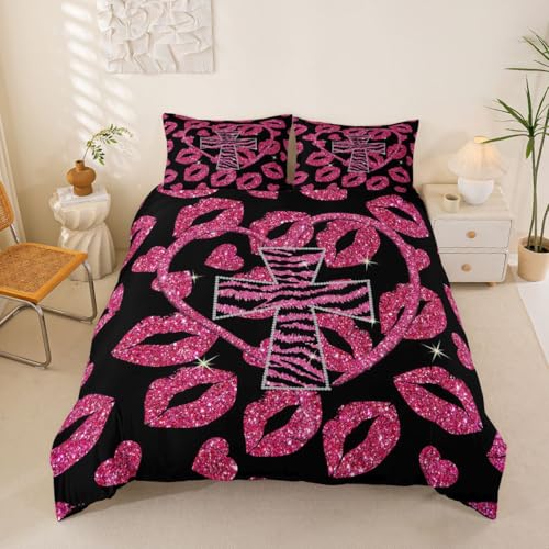 Homewish Housse de Couette 200x200 Enfant Croix D'Impression Y2K Zebra,Parure de Lit Enfant Glitter...