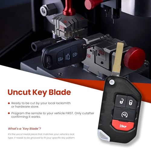 Llavero de repuesto para control remoto 4 botones compatible con Jeep Gladiator 2020-2024 7