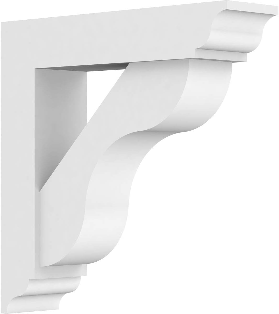 Ekena Millwork BKTP03X12X12CAR01 Standard Carmel Architectural Grade With Traditional Ends PVC Brackets, 3"W x 12"D x 12"H