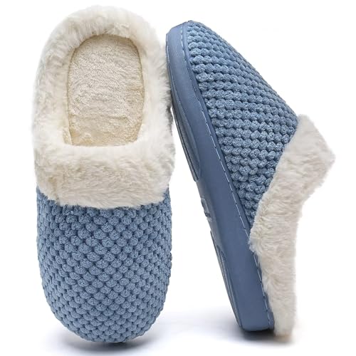 Image of YALOX Slippers for Womens Warm Memory Foam Anti-Slip House Shoes Comfortable Cotton Slippers Home Bedroom Shoes Indoor & Outdoor