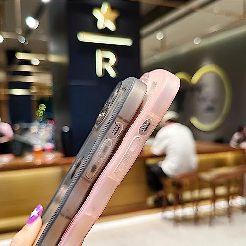 Image of Compatible with iPhone 14 Case 6.1 inch 2022, Cute Kawaii Curly Wave Frame Shape Soft Silicone Shockproof Protective Phone Cover for Women Girls, Clear /Pink