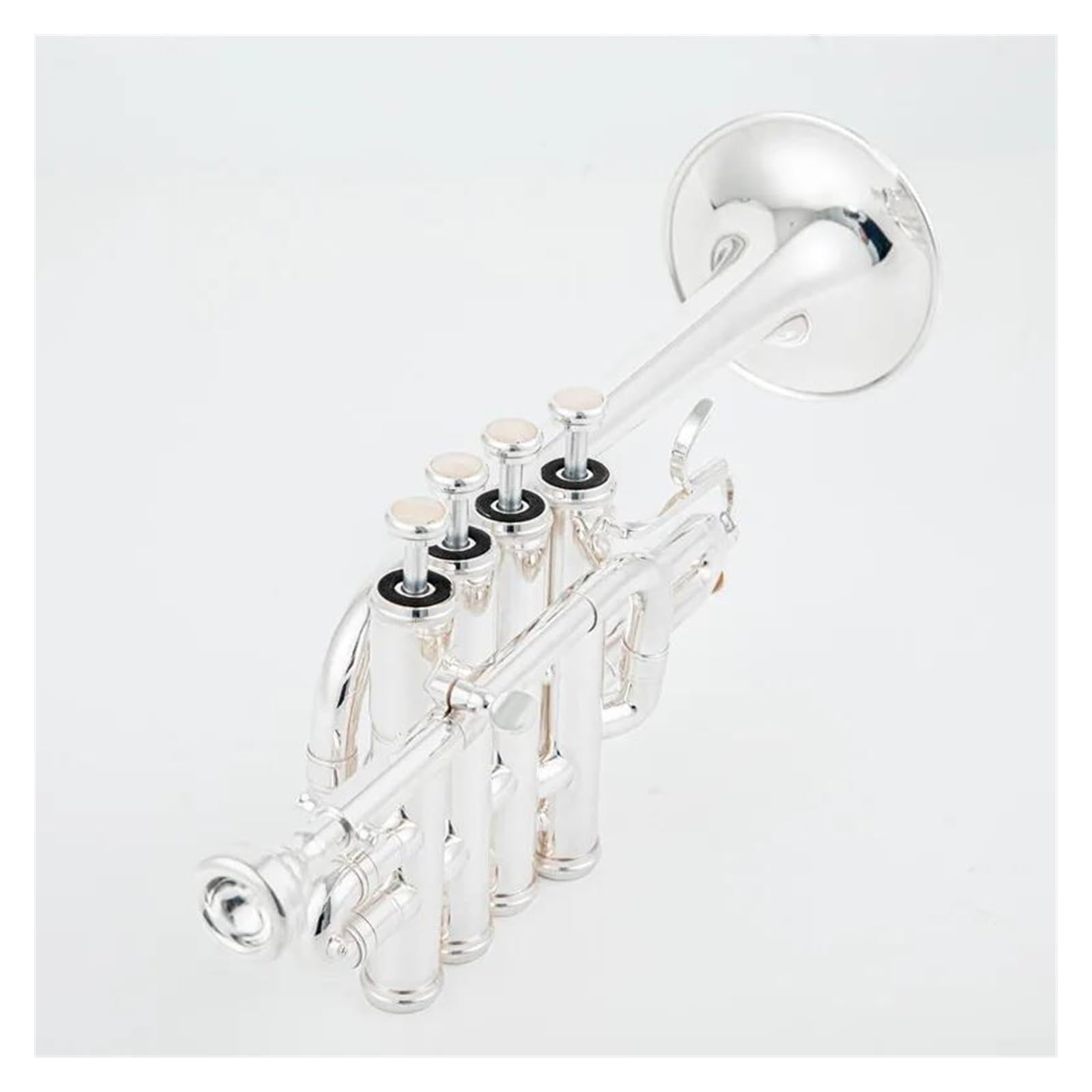 Trompeten für Anfänger Professionelle Hochtrompete Bb Piccolo Trompete Messing Gold Silber Lackoberfläche Trompete (Color : Silver)