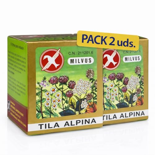 Pack 2x Tila Alpina Milvus | 2 Cajas (Total 20 Filtros) | Infusión de Tila en Filtros | Sabor Suave y Floral | Formato Práctico