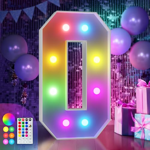 Image of Imprsv Colorful 3FT Marquee Numbers 0, 18 Colors Large Light up Numbers