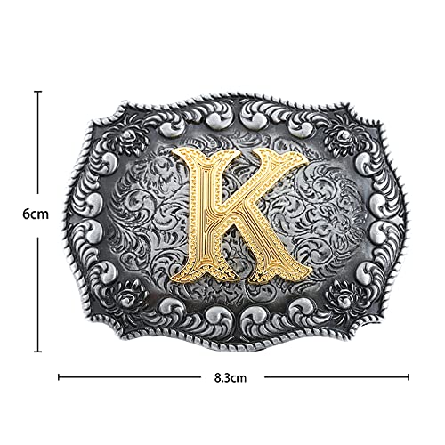 Image of HUABOLA CALYN Belt Buckle Men, Western Cowboy Rodeo Small Alphabet Letter ABCDMRJ to Z Initial Belt Buckles for Women