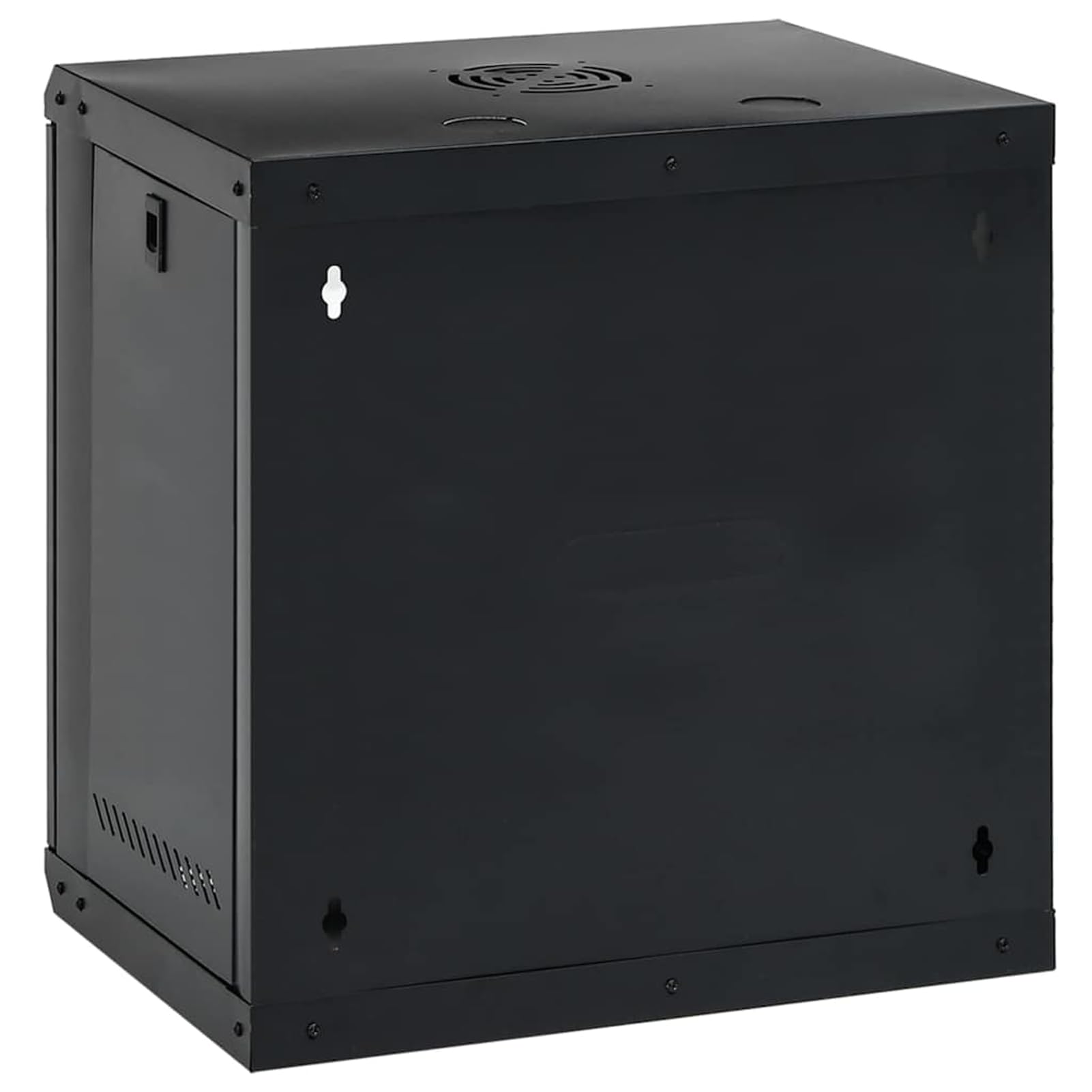 Armadio di rete in acciaio nero, 53 x 45 x 60 cm, con ante chiudibili, per componenti di rete in ufficio e appartamento
