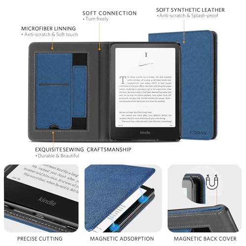 Image of CoBak Stand Case for 7 inch Kindle Paperwhite 12th Gen 2024 and Kindle Colorsoft with Hand Strap - Compatible with iPhone MagSafe, for Samsung /Belkin /Anker Wireless Charging Pads, Durable, Auto Sleep Wake