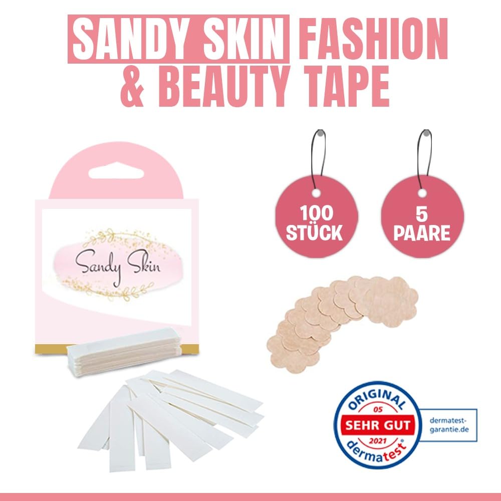 Fashion Beauty Tape dwustronna taśma tekstylna i podkładki na piersi (cielisty kolor), biały, 36